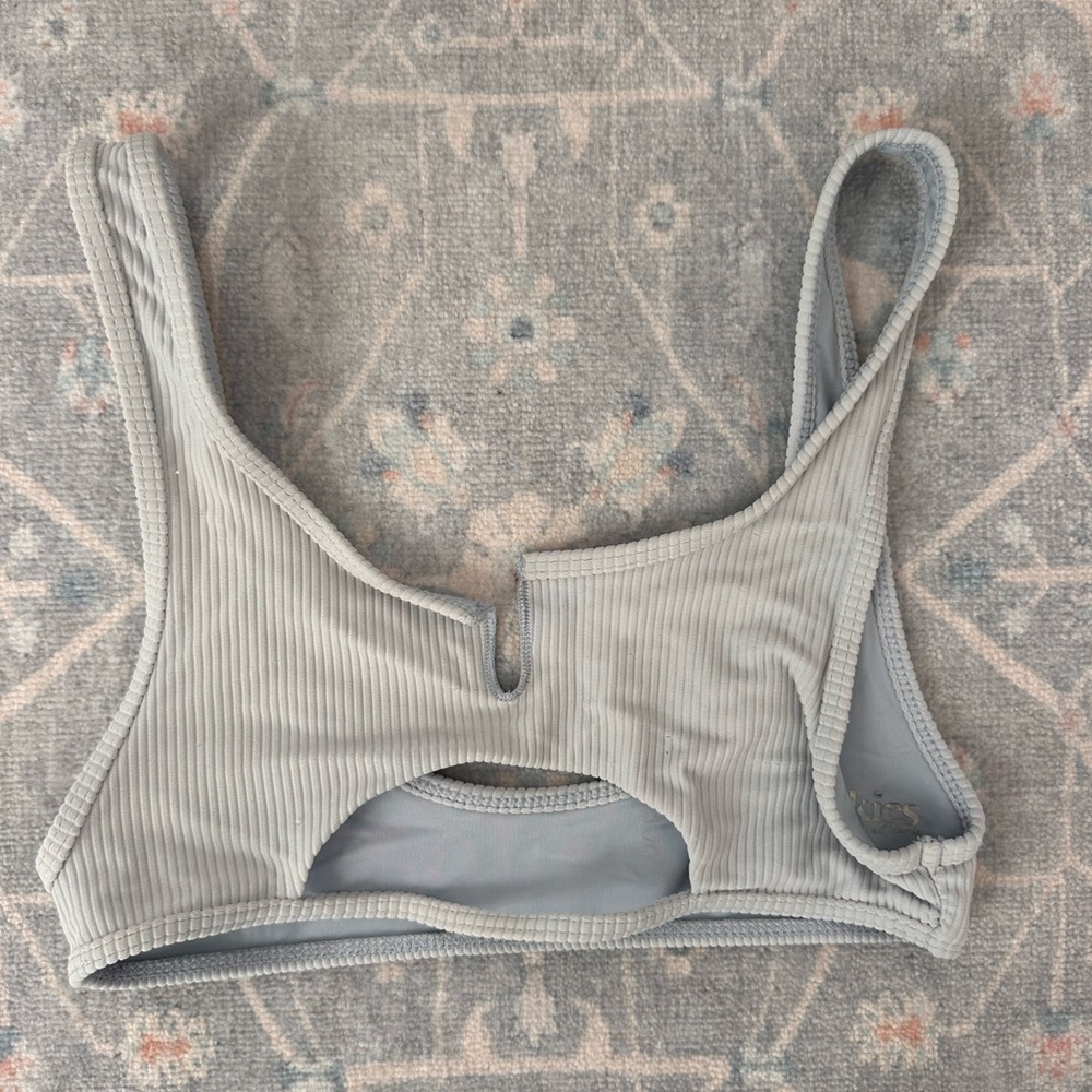 Frankies Ribbed Cutout Bikini Top - Light Blue